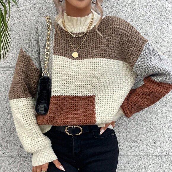 Multicolor Casual Women's Long Sleeve Sweater - Picture 6 of 6